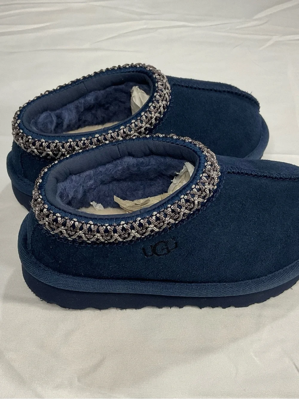 UGG Kids Navy Blue Slip-On Cozy Clog Slippers